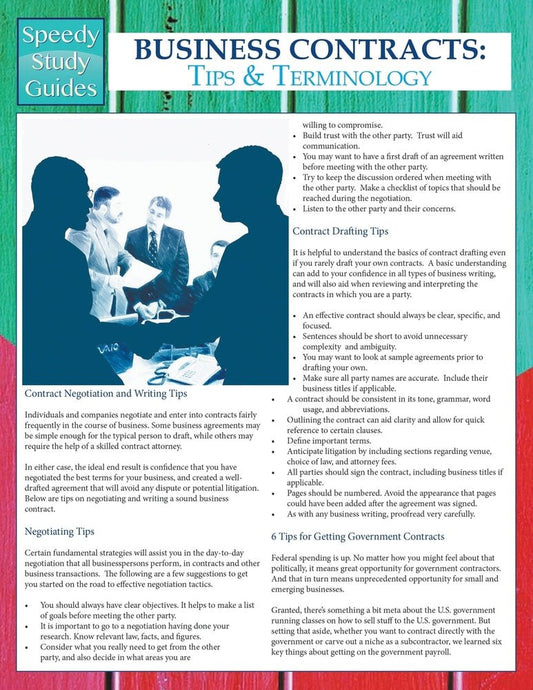 Business Contracts: Tips And Terminology  (Speedy Study Guides)