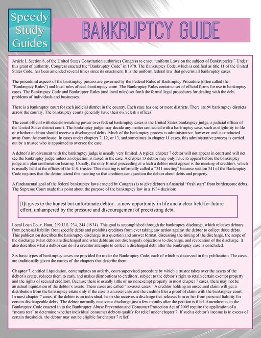 Bankruptcy Guide (Speedy Study Guides)