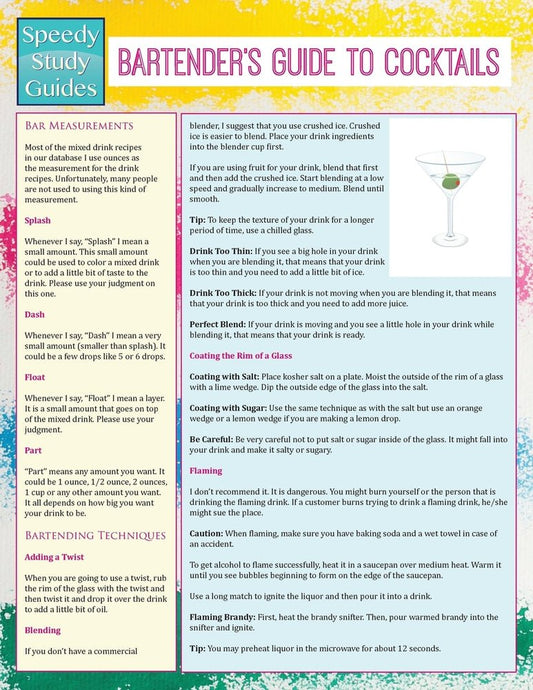 Bartender's Guide To Cocktails  (Speedy Study Guides)