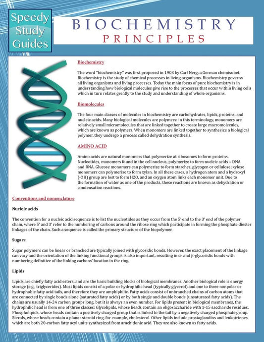 Biochemistry Principles (Speedy Study Guides)