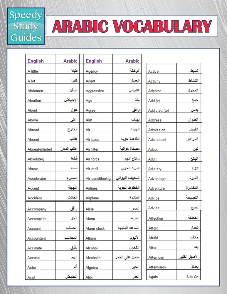 Arabic Vocabulary  (Speedy Study Guides)