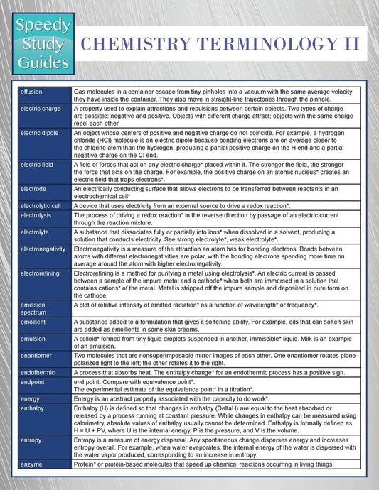 Chemistry Terminology II (Speedy Study Guides)