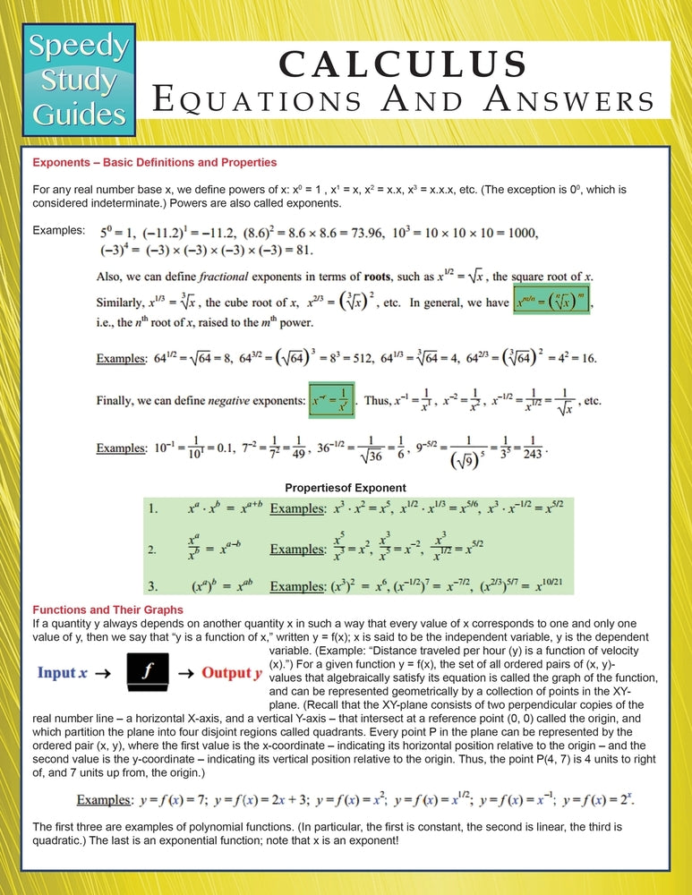 Calculus Equations And Answers  (Speedy Study Guides)