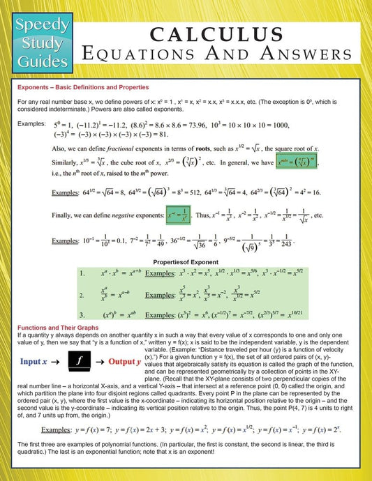 Calculus Equations And Answers  (Speedy Study Guides)