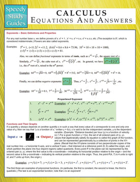 Calculus Equations And Answers  (Speedy Study Guides)
