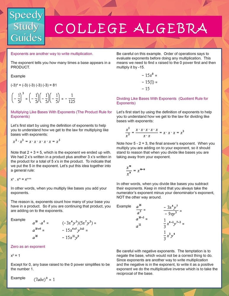 College Algebra  (Speedy Study Guides)