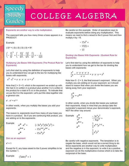 College Algebra  (Speedy Study Guides)