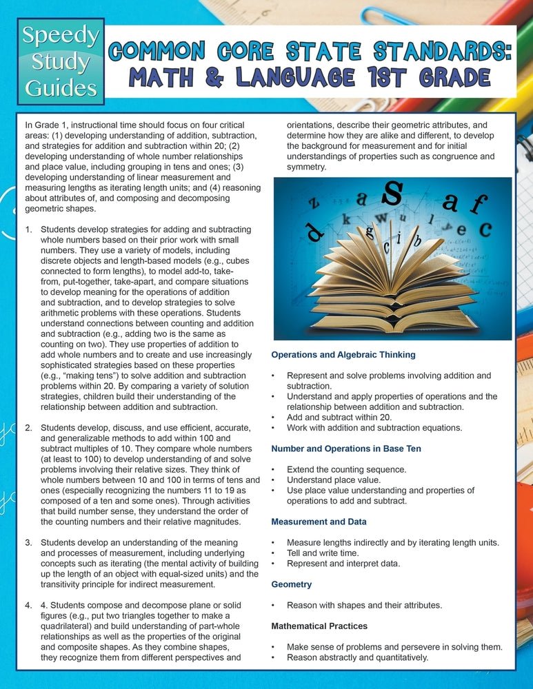 Common Core State Standards: Math And Language 1st Grade (Speedy Study Guides)