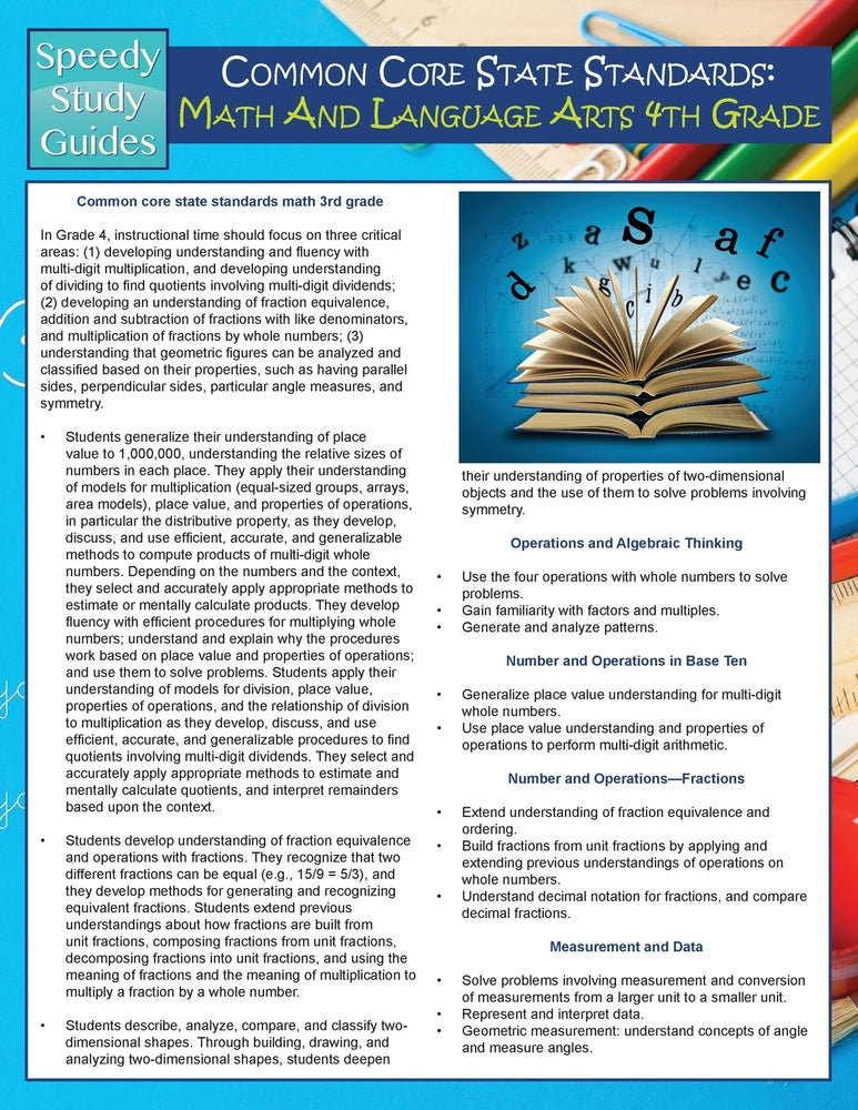 Common Core State Standards: Math And Language Arts 4th Grade (Speedy Study Guides)