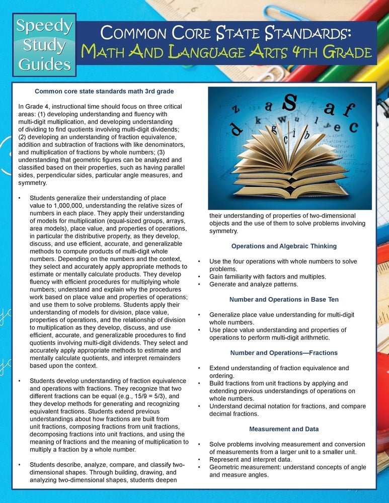 Common Core State Standards: Math And Language Arts 4th Grade (Speedy Study Guides)