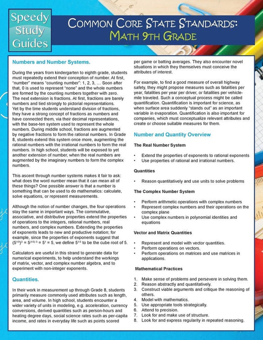 Common Core State Standards: Math 9th Grade (Speedy Study Guides)