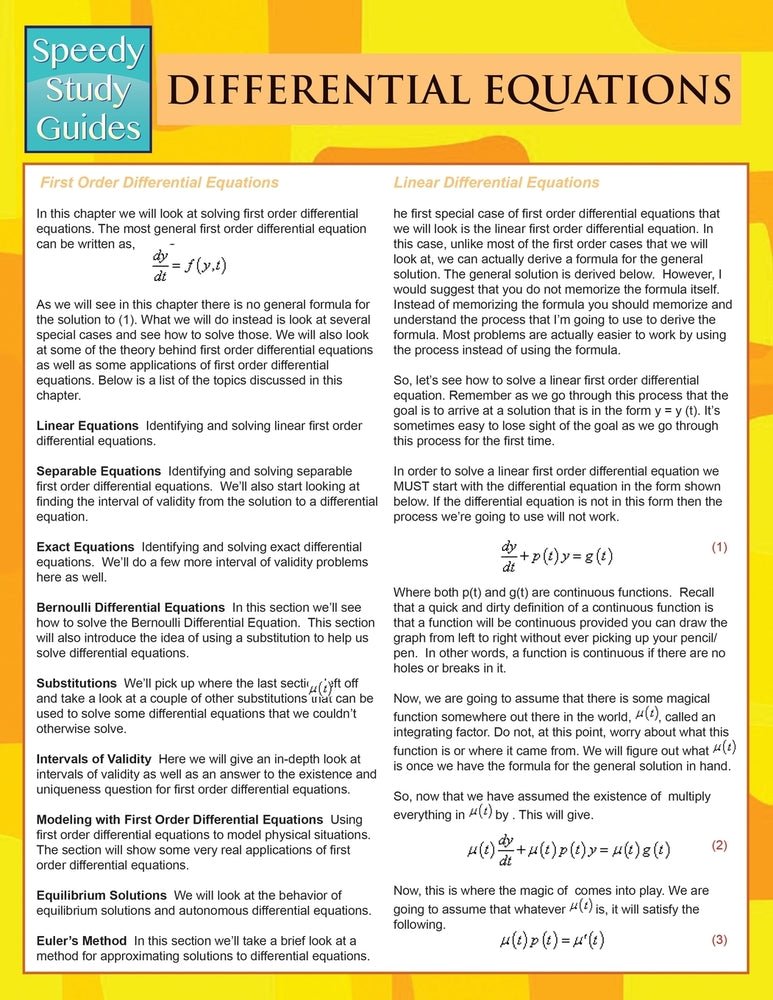 Differential Equations  (Speedy Study Guides)