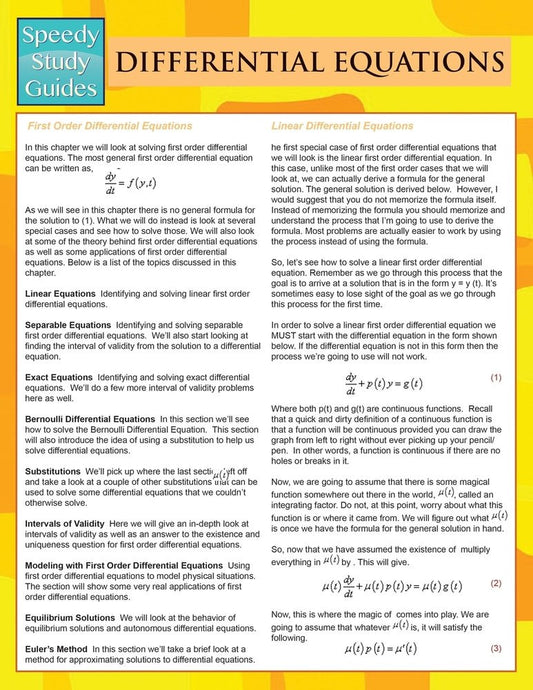Differential Equations  (Speedy Study Guides)