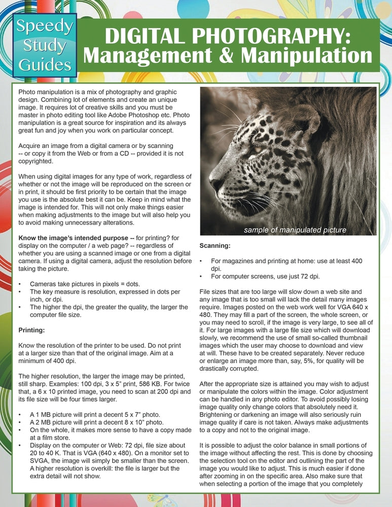 Digital Photography: Management & Manipulation (Speedy Study Guides)