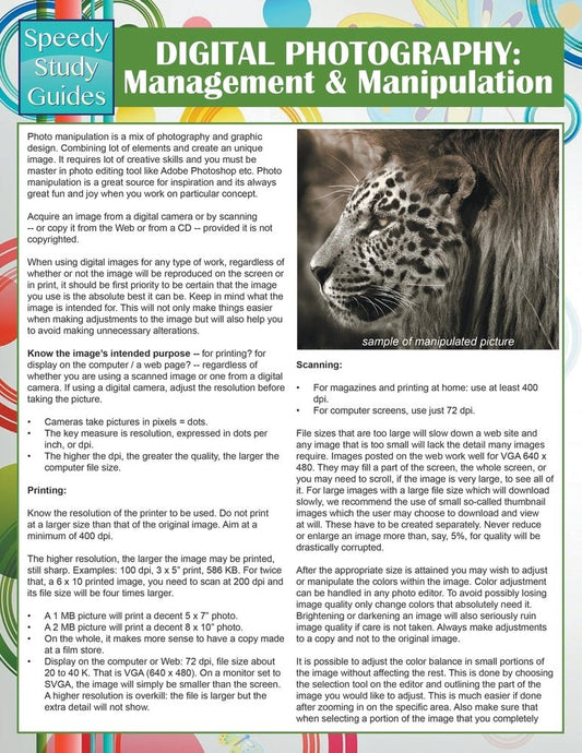 Digital Photography: Management & Manipulation (Speedy Study Guides)