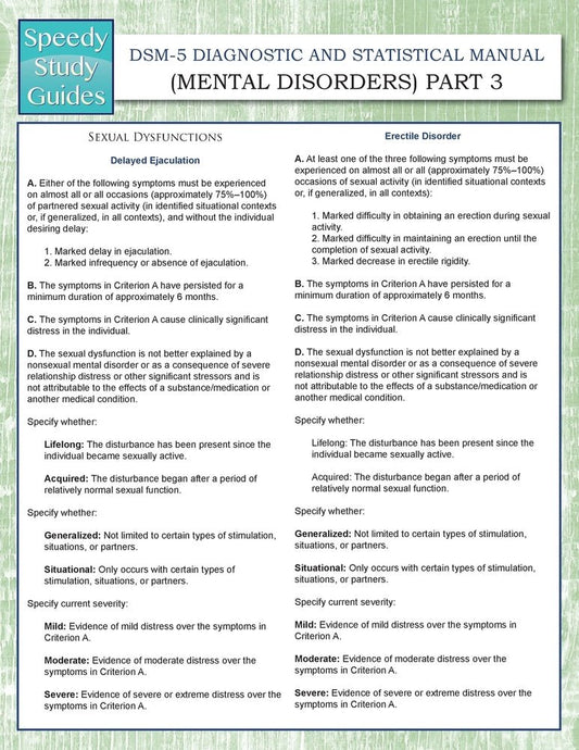 DSM-5 Diagnostic and Statistical Manual (Mental Disorders) Part 3 (Speedy Study Guides)