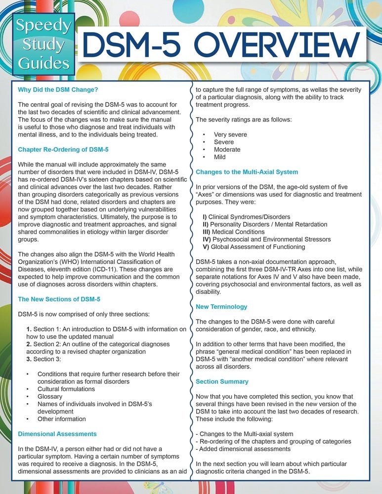 DSM-5 Overview (Speedy Study Guides)