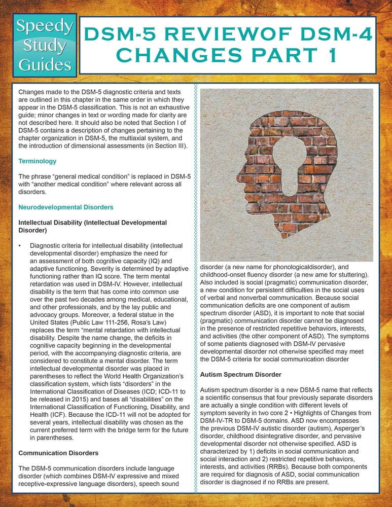 DSM-5 Review of DSM-4 Changes Part I (Speedy Study Guides)