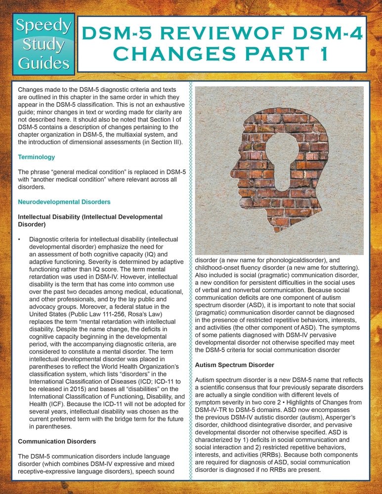 DSM-5 Review of DSM-4 Changes Part I (Speedy Study Guides)