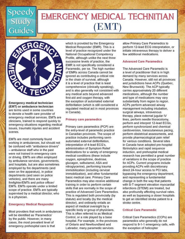 EMT- Emergency Medical Technician  (Speedy Study Guides)