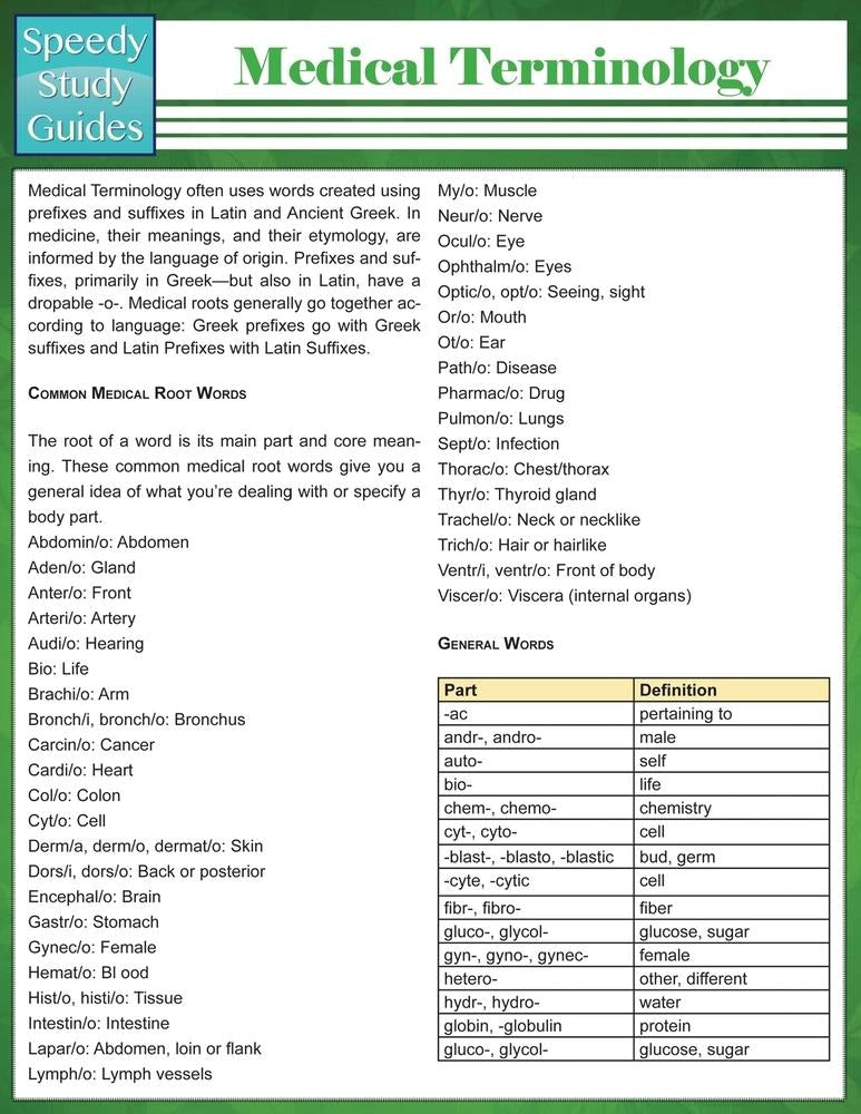 Medical Terminology (Speedy Study Guides: Academic)