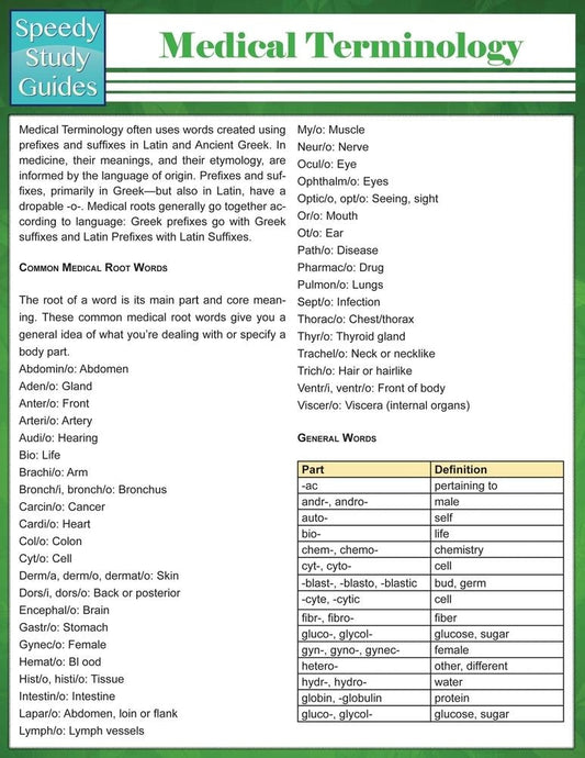 Medical Terminology (Speedy Study Guides: Academic)